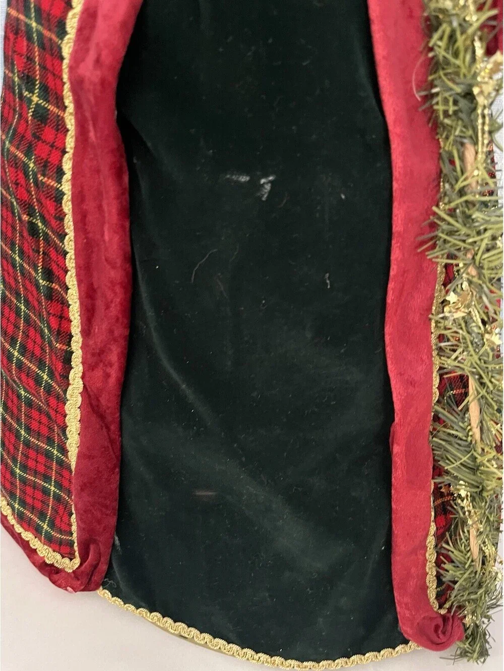 Vintage Santa Claus Figure 27” Standing Black Red Velvet Robe Christmas Decor